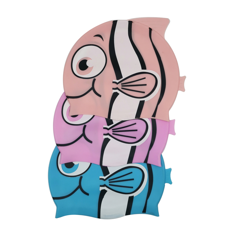 Cartoon Kids Silicone Caps Waterproof Lovely Pattern Little Fish Design Swim Caps Multi Colors Swimming Caps