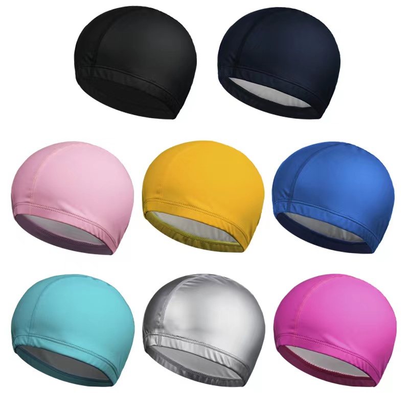 Fashionable Elastic Waterproof Adult PU Coated Swim Caps Multi Colors Cheap Price Swimming Learner Polyester Swim Cap